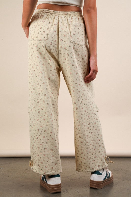 Floral Linen Parachute Pants