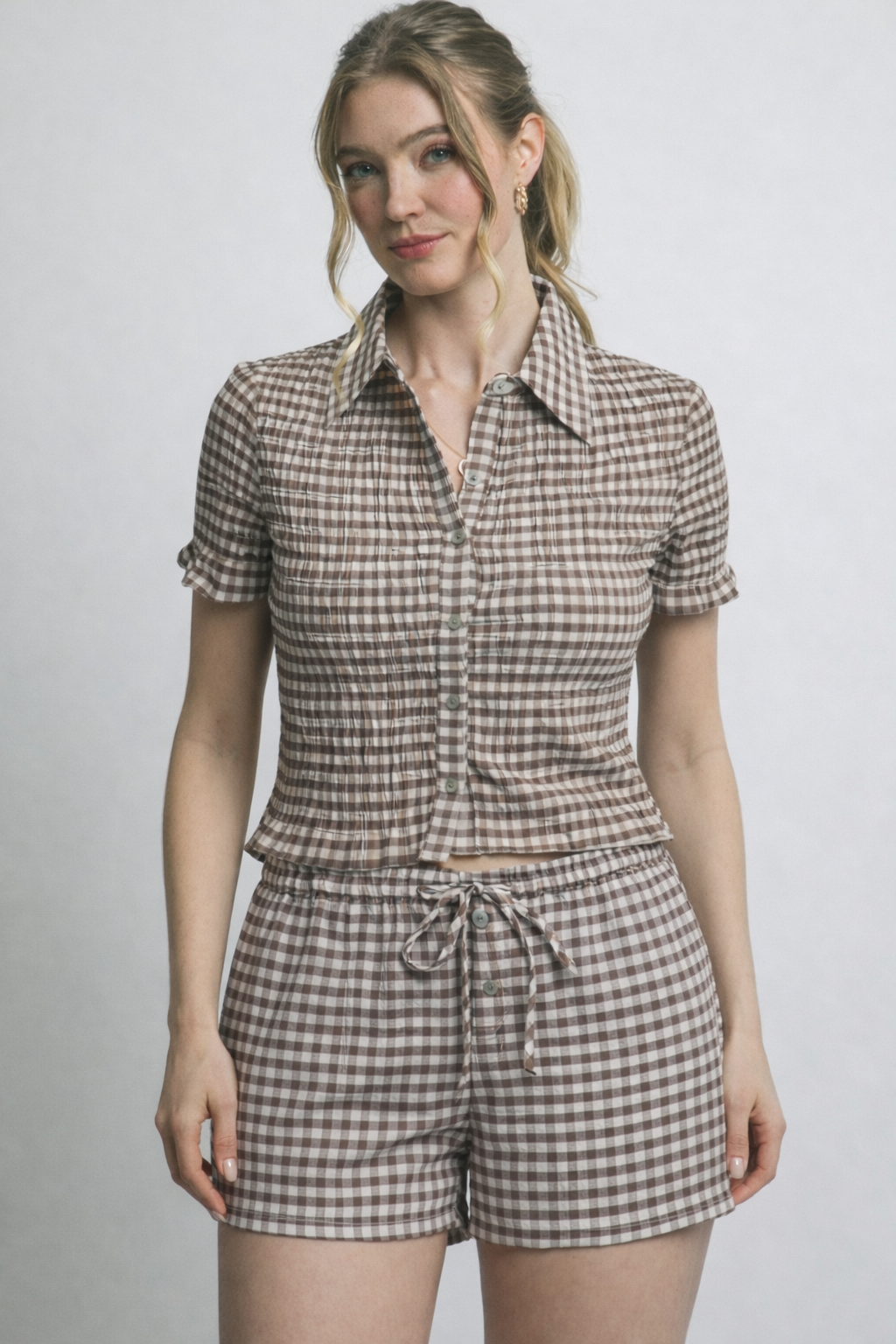 Mocha Gingham Set