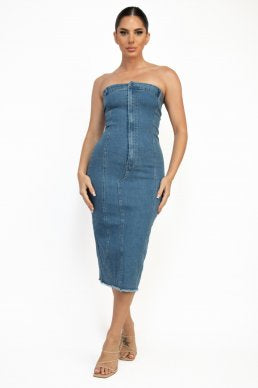 Rodeo Black Slit Denim Dress
