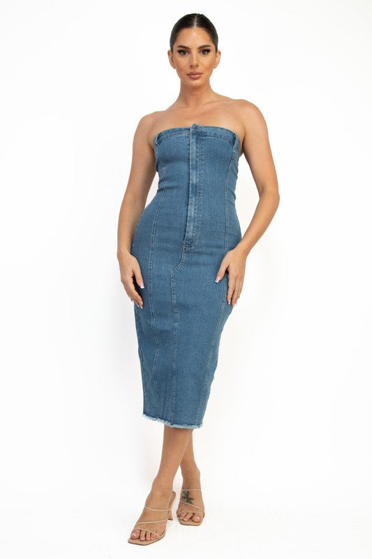Rodeo Black Slit Denim Dress