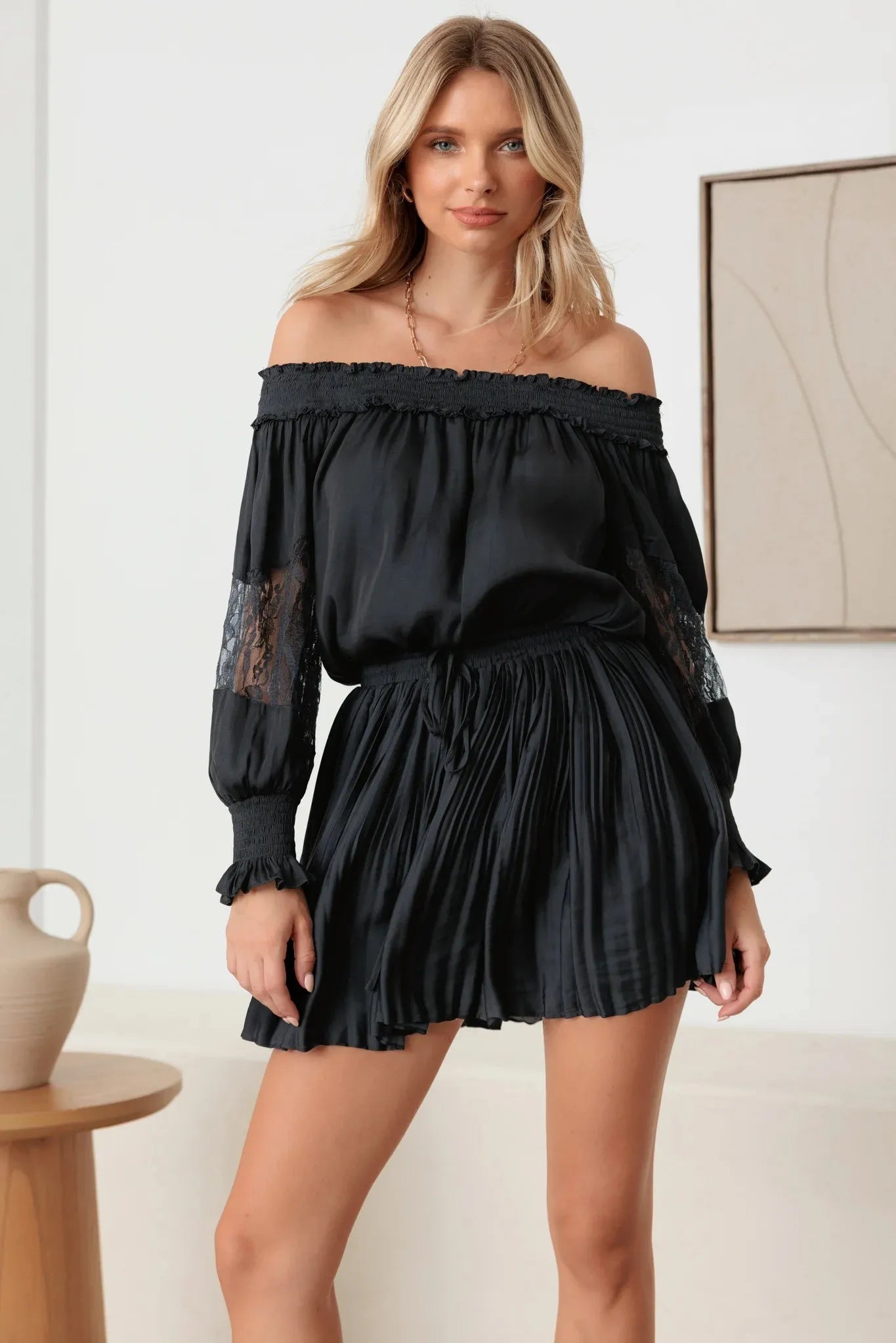 Athens Off Shoulder Lace Sleeve