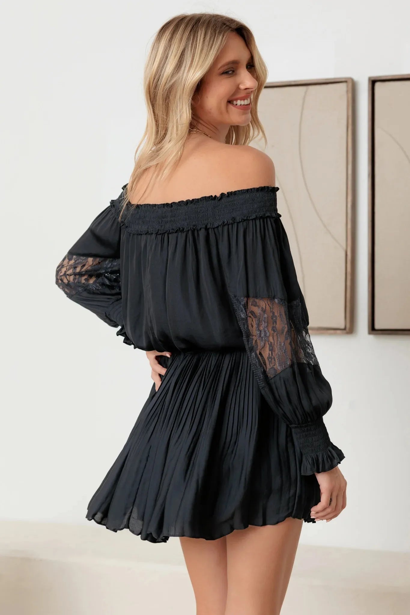 Athens Off Shoulder Lace Sleeve