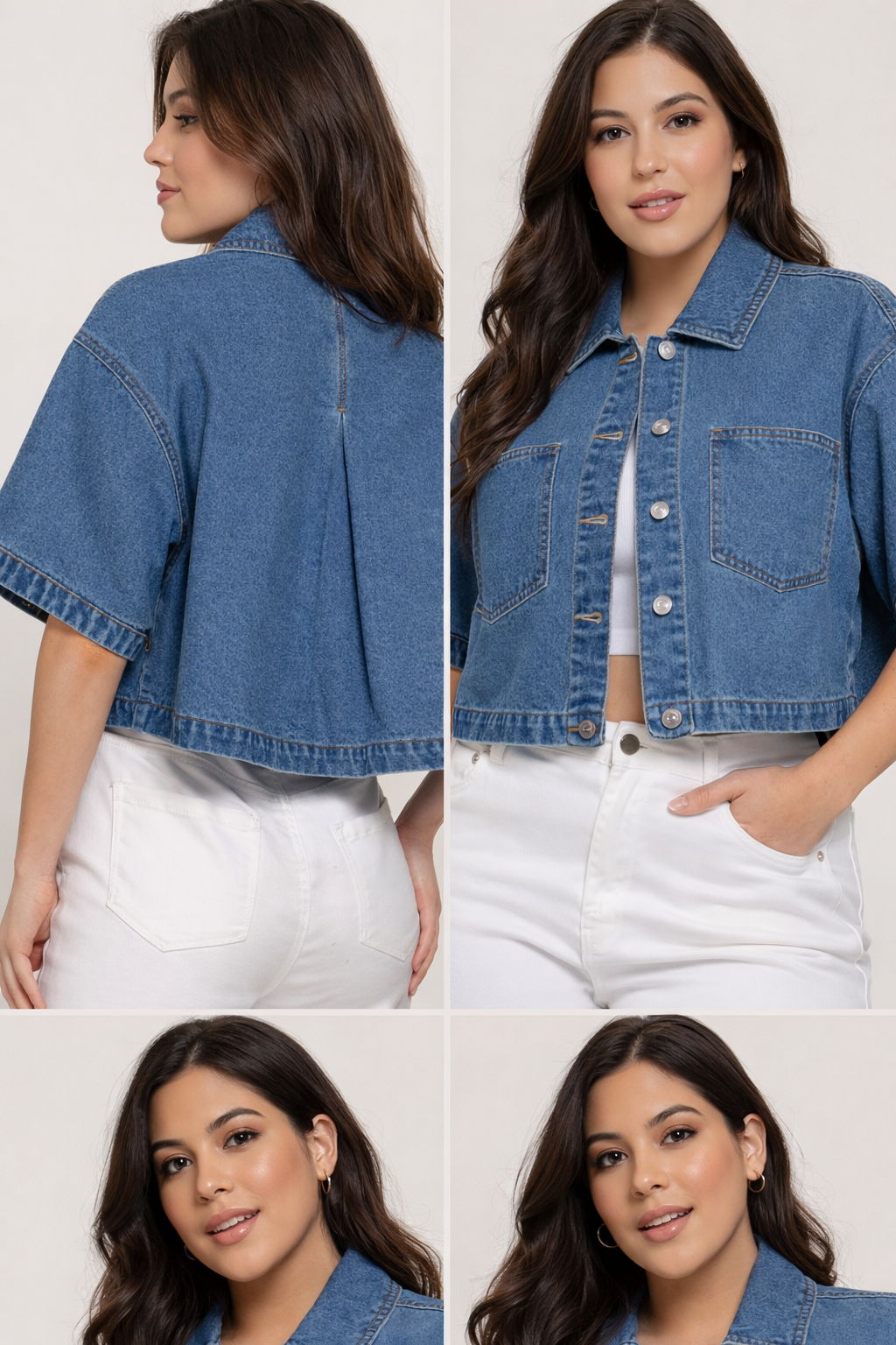 Short Sleeve Cropped Denim Jacket