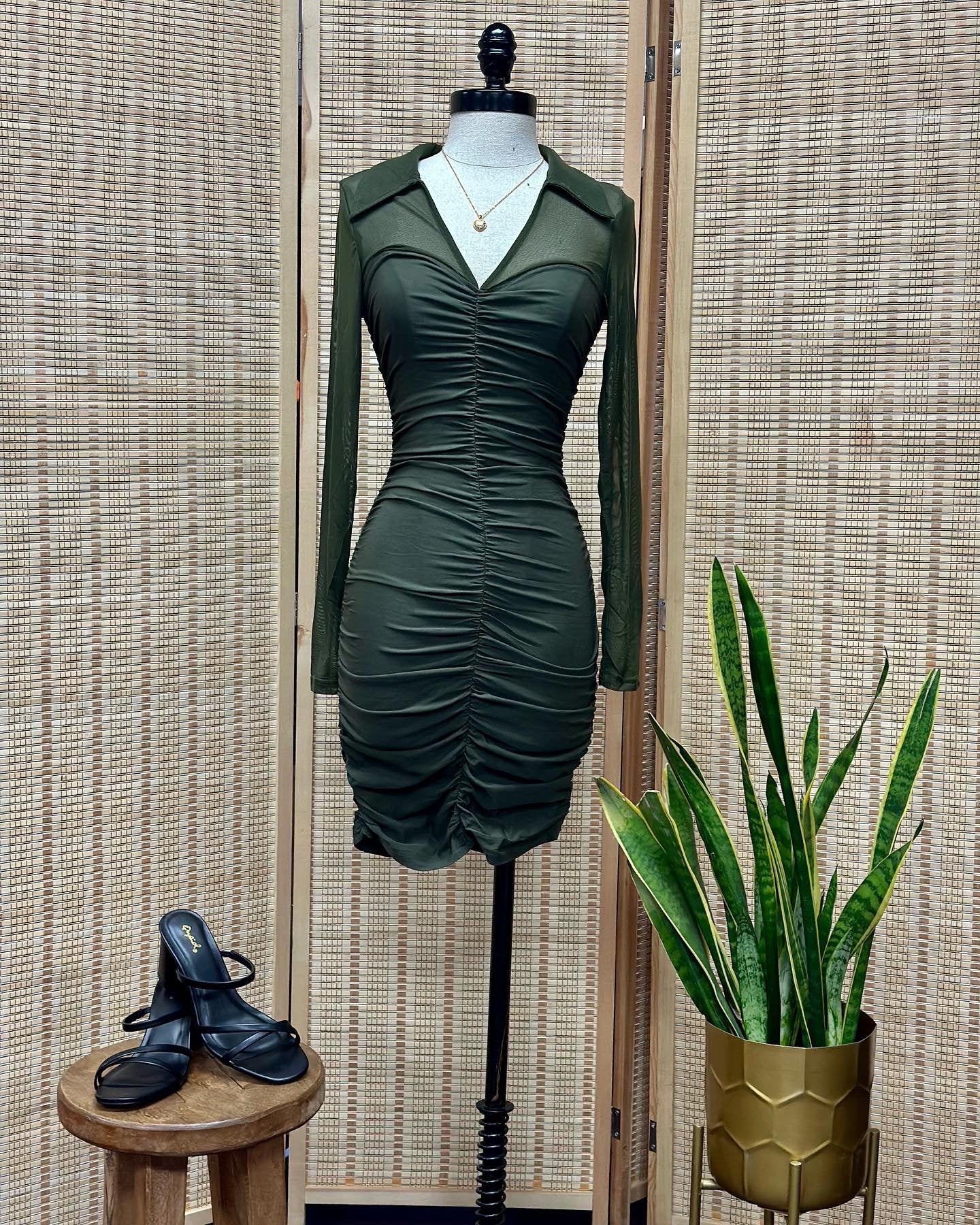 London Ruched Long Sleeve Dress